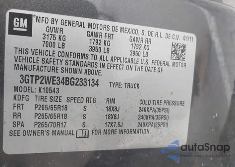 2011 GMC Sierra 1500 Slt из США, поврежденный, VIN 3GTP2WE34BG233134